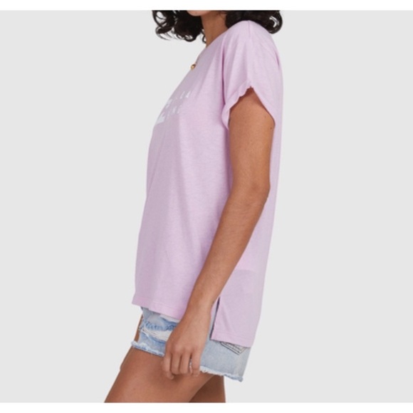 Billabong Lilac Crewneck Soft One Wave Tee Shirt Top - Picture 2 of 8
